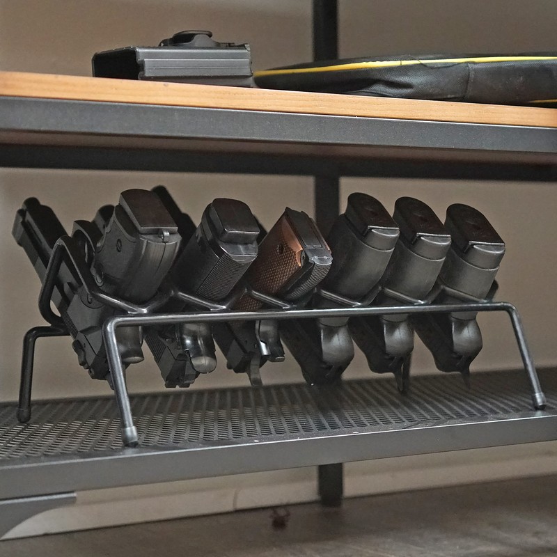 BOOMSTICK Table Top Two Pistol Gun Mount Rack Stand, Set