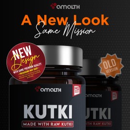 AMALTH Organic Kutki Root Powder 1000mg 120 Capsules (Picorohiza Kurrooa) 60 Days Supply Non-GMO & Gluten Free