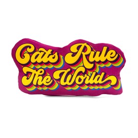 PURR PARADE Cats with Cattitude Silvervine Catnip Toy for Indoor Cats, Refillable, Machine Washable, Eco-Friendly, Kicker Toy for Cats (Cats Rule The World)