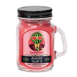 Red Mother Candle – Sweet Watermelon & Juicy Fruit Scent – Small 4oz Mini Mason Jar Candle by Beamer Candle Co.