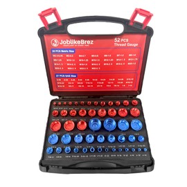 JoblikeBrez Thread Checker, 52pcs Nut and Bolt Thread Checker, 27 SAE & 25 Metric Box Set Thread Gauge, Nut and Bolt Identifier Gauge Suitable for Size Checker of Bolts or Nuts in Narrow Areas