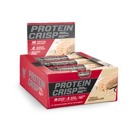 BSN Protein Crisp Bar, Vanilla Marshmallow, 18 Gram Protein Snack Bars with Whey and Fiber, Gluten-Free Crunchy Energy Bars for Workout, Fitness, On-the-Go, 12 Count