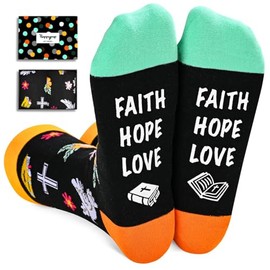 HAPPYPOP Christian Socks Religious Socks Bible Socks, Funny Faith Gifts Women Christian Easter Gifts Men Prayer Gifts