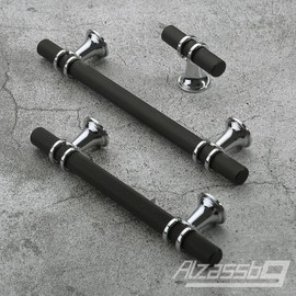 Alzassbg 6 Pack Matt Black and Silver Cabinet Handles, 3 Inch(76mm) Hole Centers Kitchen Hardware Knurled Cabinet Metal Pulls for Cabinets and Drawers AL3087CP-MB