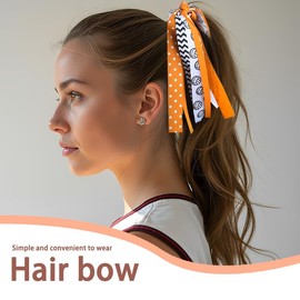 Volleyball Cheer Ribbon Ponytail Holders for Women Elastic Hair Ties Hair Band Volleyball Hair Ribbons for Team Cheerleaders Hair Streamers for Girls Hair Accessories Volleyballs Game Day Decor