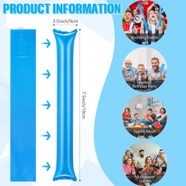 ZCYSRLQIN 100 Pcs Thunder Sticks Thicken Sporting Cheerleading Team Sticks Cheering Sticks Plastic Clapper Inflatable Noise Makers Sporting Cheers Basketball Football Events Dance Party (Blue)