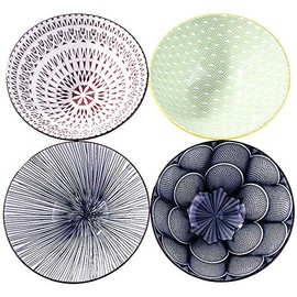 Ramen Bowl Microwavable, Ceramic Ramen Bowls set of 4, 7 Inch Soup Noodle Bowls, Japanese Ramen Bowls