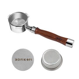 51mm Bottomless Portafilter 3 Ears Fits DeLonghi Dedica EC680/EC685 and SMEG, EUPA Espresso Machines, Espresso Bottomless Naked Portafilter with Puck Screen,Filter Basket and Walnut Handle