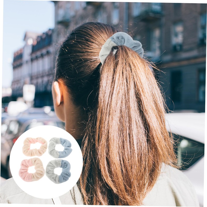 SAFIGLE 4pcs Plush Hair Rings for Women Soft Hair Ties