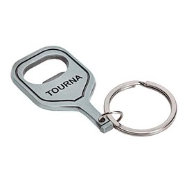 Tourna Pickleball Bottle Opener Keychain, Metallic