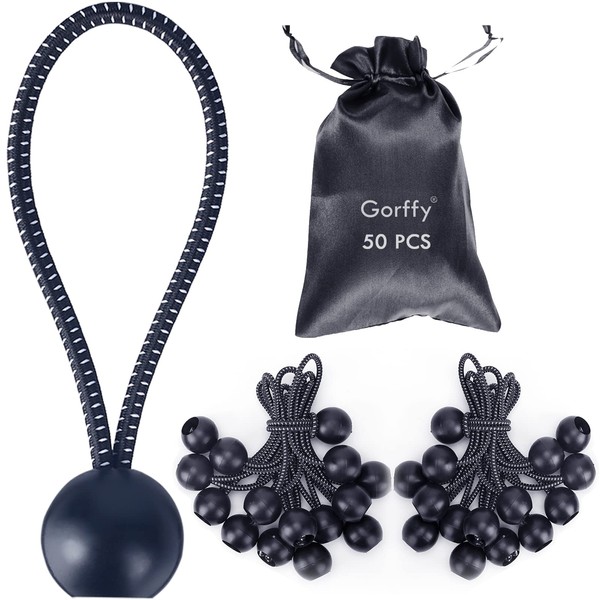Gorffy Bungee Cord with Balls, 50 pcs Tarpaulin Bungee Balls