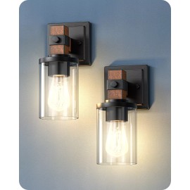 Dewenwils EDISHINE 2Pack Wall Sconces Farmhouse Vanity Lights Fixtures Wood Rustic Lamp