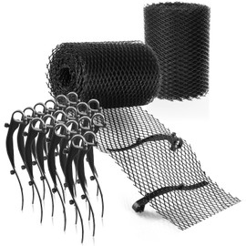 COM-FOUR® 16 meter roll of gutter protection for house, carport, stable with 20 clamps - cuttable - gutter protection set (Set 4 - Roll 16m / 20 Clips)