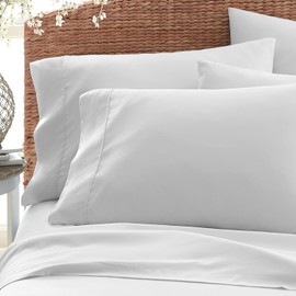 Pizuna Pure 100% Cotton Pillow Cases King Size Set of 2 White, 600 Thread Count Long Staple Cotton Crisp Sateen with Stylish 4" Hem (Combed White Cotton Pillow Cases King)