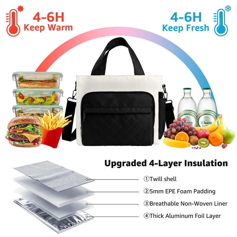 Women's Insulated Lunch Box Bag - Stylish Tote Design, Leakproof