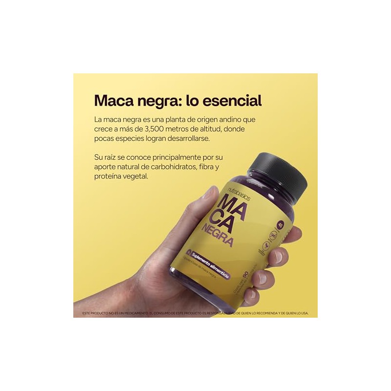 Maca Negra 1,020 mg por Porción, Cápsulas de Maca 90