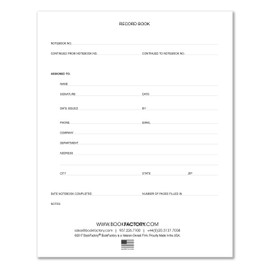 BookFactory Black Record Book/Record Notebook - 240 Pages 8'' x 10'' Black Cover Section Sewn Hardbound (Made in USA)