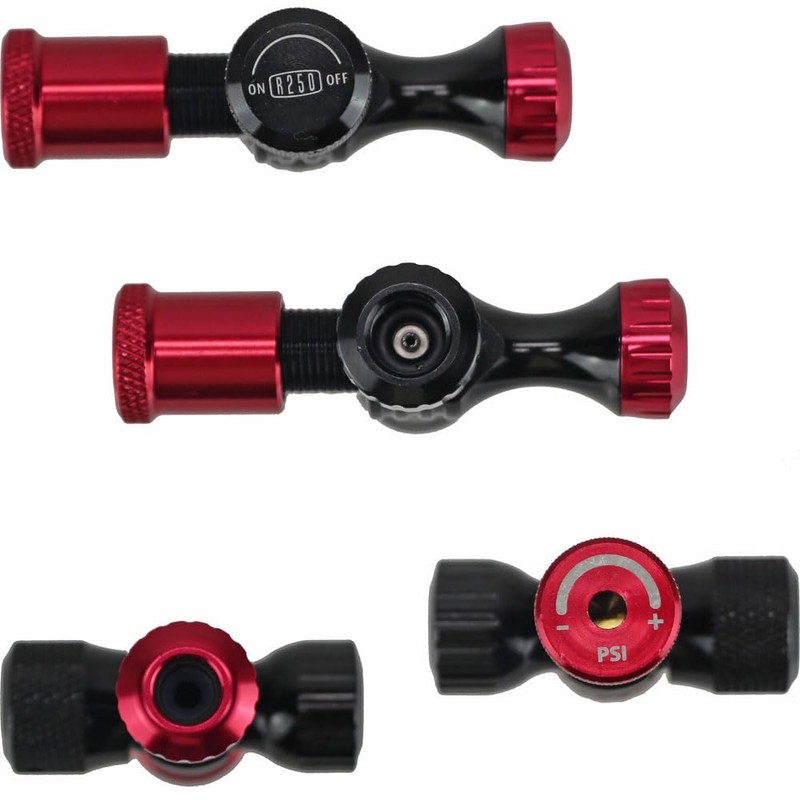 R250 Preset Type CO2 Inflator, Black/Red, Includes Air Pressure Gauge,