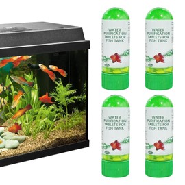 Aquarium Water Treatment Tablets, 4 Pieces Powerful Aquarium Water Treatment Tablets, Portable Water Purification Tablets for Fish Tank, Water Treatment Tablets for Aquarium