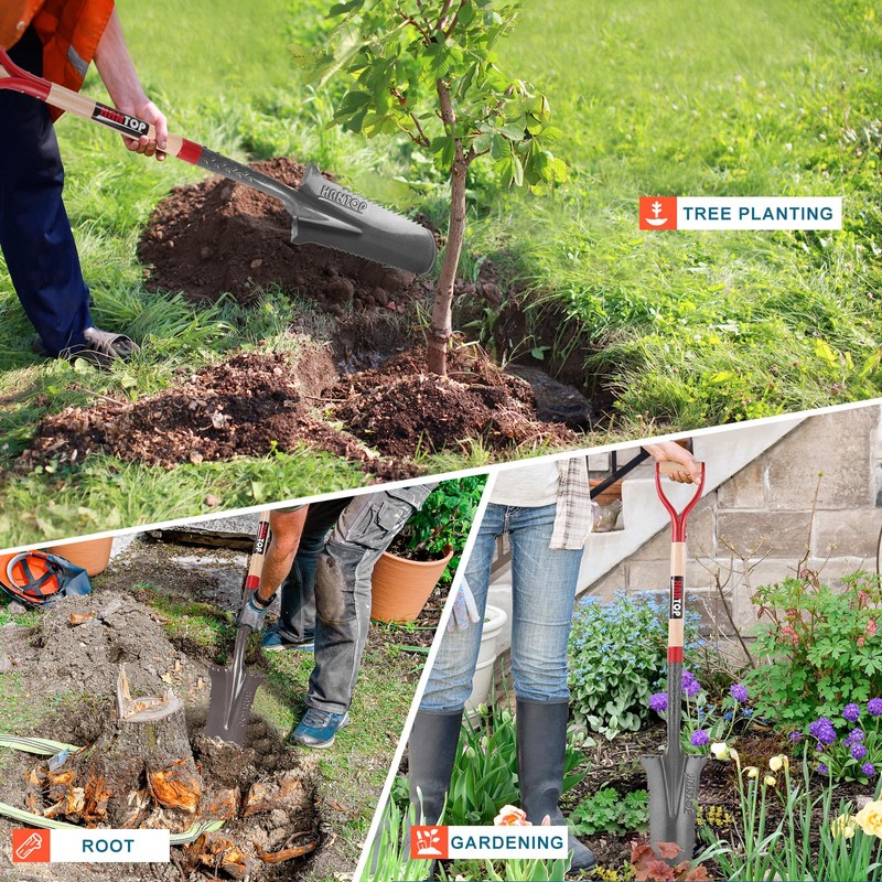 HANTOP Digging Spade and Shovel - Drain, Transplanting, Trenching -