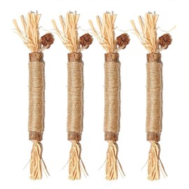 SHENGRUI 4 Pcs Cat Toys Chew Sticks, Natural Cat Chew Toy Cat Teeth Nip Cleaning Teeth Interactive Cat Nip Toy for Indoor Cat Teeth Cleaning Kitten Teething and Stress Release