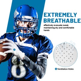 RIGWARL Football Gloves Men, Sticky White Football Gloves for Adult & Youth, Tacky Grip Wide Receiver Gloves with Super Breathable for Best Game Experience