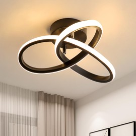 Comely Modern LED Ceiling Light, 22 W Creative Flower Shape LED Ceiling Light, Black LED Lamp, Ceiling Lighting for Living Room, Bedroom, Dining Room, Hallway, Balcony, Diameter 24 cm, Warm White 3000