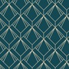 ReWallpaper 17.5in×23ft Teal Geometric Peel and Stick Wallpaper Dark Emerald