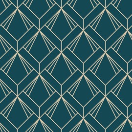 ReWallpaper 17.5in×23ft Teal Geometric Peel and Stick Wallpaper Dark Emerald Green and Gold Contact Paper for Walls Cabinets Removable Stick on Wallpaper for Bathroom Waterproof Bedroom Wall Decor