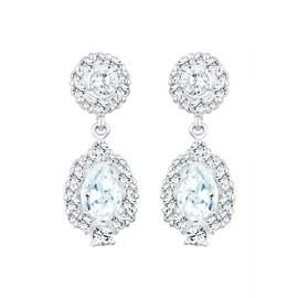 Elli Premium Women's Earrings Glamour Vintage with Crystals and Zirconia Crystals in 925 Sterling Silver, Facet cut, Cubic Zirconia