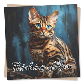 Thinking of You Card - Cat Design - Heartfelt Get Well Soon & Sympathy Card - Special Tabby Cat Card for Family and Friends