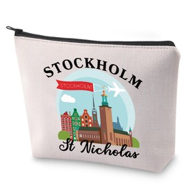 BLUPARK Inspired Stockholm Cosmetic Bag Stockholm St Nicholas Makeup Bag Stockholm Travel Souvenir Gift (Stockholm)