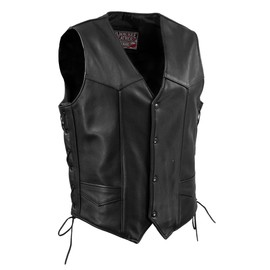 Milwaukee Leather USA MADE MLVSM5008 Men's Black Buster Side Lace Premium Motorcycle Leather Vest - Medium