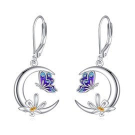 Ladybird / Butterfly Earrings for Women Sterling Silver Ladybird Butterfly Drop Earrings for Women Girls, Sterling Silver, No Gemstone