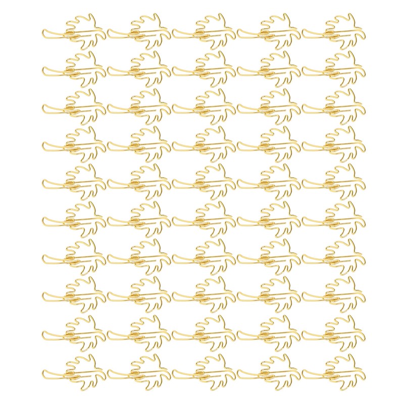 50 Pcs Paper Clips Portable Mini Cute Golden Coconut Tree