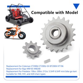 420 Chain Sprocket 10 Tooth and 20 Teeth 5/8in Bore Jackshaft Replacement for Coleman CT200U BT200X CT200U-EX KT196 for Baja Heat Warrior MB165 MB200 for Predator 196cc 6.5HP Mini Bike Go Kart Part