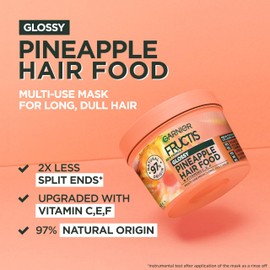 Garnier Fructis Hair Food Glossy Pineapple Multi Use Treatment, Mask For Long Dull Hair, 390ml