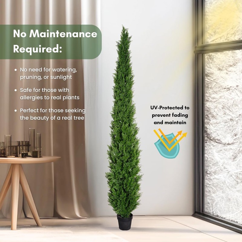 8 Feet Pre-Potted Evergreen Outdoor Artificial Cedar Tree Privacy Screen
