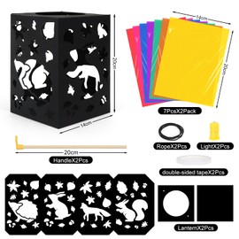 Sprinlot Children's Lanterns Craft Sets 2 Pieces Animal Lanterns Approx. 14 x 20 cm with Decorative Lights, Martin's Lantern Craft Set, Gift Lantern Festival Boys Girls