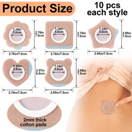 Joez Wonderful 50 Pcs Disposable Castor Oil Pack Wrap, Belly Button Patches, Self-Adhesive Castor Oil Patches, Organic Cotton Wraps Pack Covers - 5 Styles (Beige, 6.5+7+7.5cm)