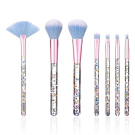7 piece clear makeup brush set, crystal sequin handle, glitter eye shadow brush, beauty accessories, suitable for makeup application