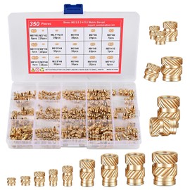 Canitu 350Pcs Threaded Inserts,M2/M2.5/M3/M4/M5/M6 Female Thread Metric Knurled Nuts Assortment Kit Brass Heat Set Insert for Plastic and 3D Printing Components Injection Molding