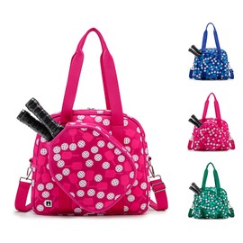 ROYALFAIR Pink Neoprene Pickleball Tote Bag, Large Capacity, Adjustable Shoulder Strap, Insulated and Waterproof