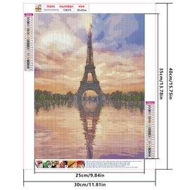 DCIDBEI 30 x 40 cm Set of 4 Diamond Painting Round Diamond Painting 5D Landscape Travel in Paris, Gothic and Baroque, Gift for Birthday/Party/Wedding/Wall Decoration World Architecture