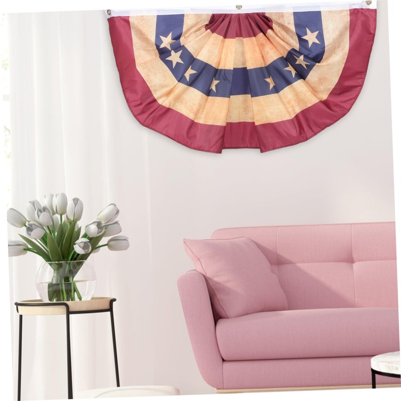 CIYODO Independence Day Usa Flag Bunting Decorative Fan Shaped Banners