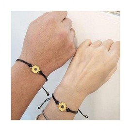 Adjustable Sunflower Friendship Bracelet with Wish String for Wealth Luck Couple