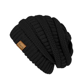 Black Slouchy Beanies for Women Cable Knit Winter Hats Ladies Gifts Oversized Chunky Skull Cap Thick Warm Stocking Caps for Cold Weather Cute Fashionable Spring Fall Beanies Hat Snow Caps Christmas