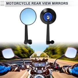 RATCHROLL 1 Set Universal Motorcycle Rear View Mirrors Adjustable Bar End Side Mirrors Mount M8/M10 Black Blue Aluminum Alloy Round Shape