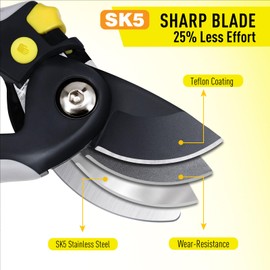 Jardineer Garden Secateurs Set with SK5 Blades, Bypass Hand Pruner and Anvil Secateur, Herb Scissors, Pruning Shears Set for Branches Flowers