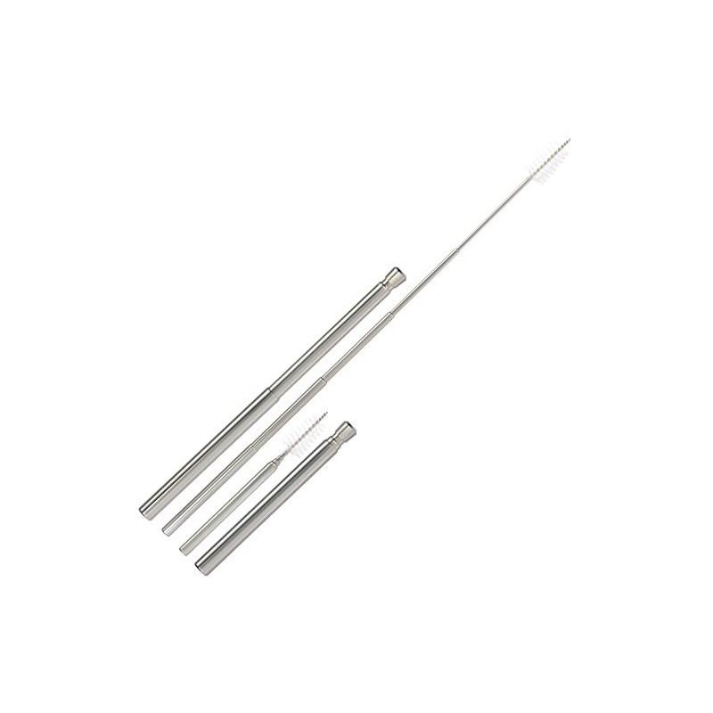 com-four® 2 x Foldable Stainless Steel Straws, Rustproof and Reusable,